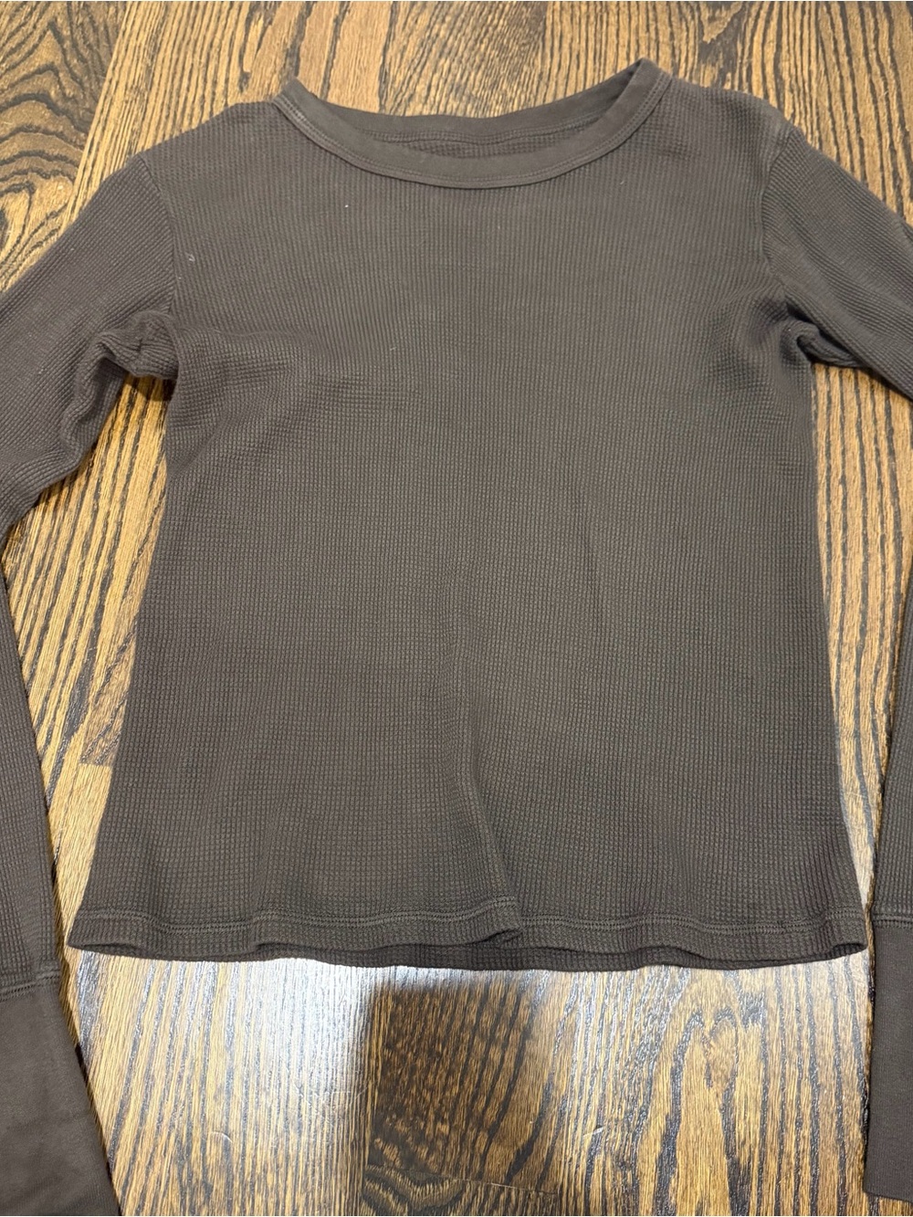 Brandy Melville Brown Waffle Long Sleeve Top